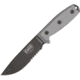 Esee Model 4 Stainless Serrated Fixed Blade Knife, 9in, 4.5in, 440C Steel, Partially Serrated, Drop Point, Black, Linen Micarta Handle, Black Molle Sheath, ESEE-4S-MB-B