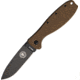 Esee Zancudo Framelock Br/Blk D2 Folding Knife,3in,D2 Tool Steel,Standard Edge,Black EDP Coated,Coyote Brown,GRN Handle BRKR2CBB