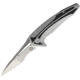 ETE JB Framelock Folding Knife, 3.75in Satin Sandvik 12C27 SS Blade, Black/Gray SS Handle With Black 3M Inlay, Pocket Clip, 6.2Oz, Designed By Jason Brous, ETEK1700