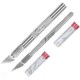 Excel Blades Basic Knife Set Fixed Blade Knife, 4.75in Overall, Aluminum Handle, Includes, K1 Light Duty Knife, K2 Medium Duty Knife With Safety Caps, 10 Assorted Blades 5,6,10,11,12,13,15,16,17, 19062