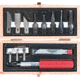Excel Blades Woodworking Set Fixed Blade Knife, Includes, K5 Heavy Duty Knife, 14 Assorted Blades, Gouges, Routers, For General Carving, Whittling, Shaping, Outlining In Wood, Wooden Storage/Gift Box, 44284