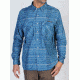 Air Strip Macro Plaid Long Sleeve Shirt - Mens -Galaxy-Small