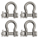 Extreme Max Boattector Stainless Steel Bolt Type Anchor Shackle, 1/4in, Pack of 4, 3006.8366.4