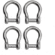 Extreme Max Boattector Stainless Steel Bow Shackle With No Snag Pin, 1/4in, Pack of 4, 3006.8405.4