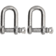 Extreme Max Boattector Stainless Steel D Shackle, 1/4in, Pack of 2, 3006.8237.2