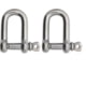 Extreme Max Boattector Stainless Steel D Shackle, 1/4in, Pack of 2, 3006.8237.2