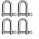 Extreme Max Boattector Stainless Steel D Shackle, 1/4in, Pack of 4, 3006.8237.4