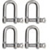 Extreme Max Boattector Stainless Steel D Shackle, 1/4in, Pack of 4, 3006.8237.4