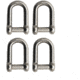 Extreme Max Boattector Stainless Steel D Shackle With No Snag Pin, 1/2in, Pack of 4, 3006.8402.4