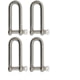 Extreme Max Boattector Stainless Steel Long D Shackle, 1/2in, Pack of 4, 3006.8209.4