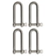 Extreme Max Boattector Stainless Steel Long D Shackle, 1/4in, Pack of 4, 3006.8201.4