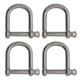 Extreme Max Boattector Stainless Steel Wide D Shackle, 1/4in, Pack of 4, 3006.8225.4