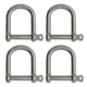 Extreme Max Boattector Stainless Steel Wide D Shackle, 1/4in, Pack of 4, 3006.8225.4
