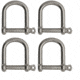Extreme Max Boattector Stainless Steel Wide D Shackle, 5/16in, Pack of 4, 3006.8228.4