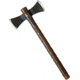 Factory X Tomahawk, 9 black finish carbon steel axe head with 6 cutt, Brown wood handle, XN310P