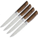 Ferrum Reserve 4pc Steak Set Kitchen Knives, 9in Overall, 5in Satin Steel Blade, Reclaimed Hardwood Handle, Set Of Four Steak Knives, Wooden Gift Box, RSRV-SET-0400