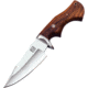 FH Knives Brown Wood Fixed Blade Knife, 10.25in Overall, 5in, Satin Stainless Blade, Brown Wood Handle, Leather Sheath, MLK-0002