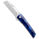 Finch Knife Co Finch Knife Co. Oxbow Liner Lock Knife Deep Blue Resin 3" Satin/SW, Blue, Bohler N690, adult, BHQ-220747