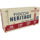 Fiocchi Cowboy Action Heritage .38 S&amp;W Short 145 Grain Full Metal Jacket Brass Cased Centerfire Pistol Ammo, 50 Rounds, 38SWSHA