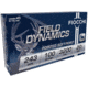 Fiocchi Field Dynamics .243 Winchester 100 Grain PSP Brass Rifle Ammo, 20 Rounds, 243SPD
