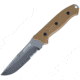 First Edge Elite Field Fixed Blade Knife Serrated Edge, Elmax Bead Blast Blade, Coarse Tan, 5155-BBT
