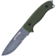 First Edge Tactical Fixed Blade Skinner Serrated Edge, Elmax Bead Blast Blade, Coarse Green, 6055-BBG
