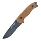 First Edge Tactical Fixed Blade Skinner Serrated Edge, Elmax Black Oxide Blade, Coarse Tan, 6055-BLT