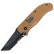 First Edge Tracklock Original Tanto Folding Knife, Auto Opening Serrated Edge, Elmax Black Oxide Blade, Coarse Green, 1455-BLG