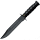 Fox Military Explorer Fixed Blade Knife, 12.25in Overall, 7.25in Black Carbon Steel Clip Point Blade, Black Grooved ABS Handle, SS Guard And Pommel, Black Leather Belt Sheath, Black, 02FX048