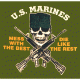 Fox Outdoor Marines One-Sided Imprinted T-Shirt, US Marines Mess with Best / Olive Drab, Medium, 64-54 M