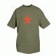 Fox Outdoor Themed One-Sided Imprinted T-Shirts, Red Star / Olive Drab, Large, 64-546 L