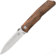 Fox Terzuola Bocote Folding Knife, 3.5in Satin Bohler N690 SS Drop Point, Brown Bocote Wood Handle, Thumb Disk, Brown Leather Sheath, brown, 01FX117