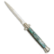 Frank Beltrame 11 Italian Stiletto Automatic Folding Knife, 4.875in, Stainless Steel, Bayonet Blade, Abalone, Blue Handle, Blue/Gold, 10.75 inch, BHQ-82054
