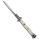 Frank Beltrame 11 Italian Stiletto Automatic Folding Knife, 5.00in, Stainless Steel, Dagger Blade, Acrylic, White Handle, White/Steel, 11.00 inch, BHQ-50933