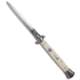 Frank Beltrame 11 Italian Stiletto Automatic Folding Knife, 5.00in, Stainless Steel, Dagger Blade, Acrylic, White Handle, White/Steel, 11.00 inch, BHQ-50933