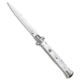 Frank B Frank B 11" Italian Stiletto Automatic Knife White Pearlex 5" Bayonet, White, Stainless Steel, adult, BHQ-99918