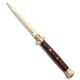 Frank Beltrame 11 Italian Stiletto Bayonet Automatic Folding Knife, 5.00in, Stainless Steel, Bayonet Blade, Wood, Wood Handle, Wood/Gold, 11.00 inch, BHQ-85969