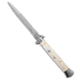 Frank Beltrame 11 Italian Stiletto Bayonet Swinguard Automatic Folding Knife, 5.00in, Stainless Steel, Bayonet Blade, Gemstone, White Handle, White/Gray, 11.00 inch, BHQ-182790