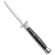 Frank Beltrame 11 Italian Stiletto Swinguard Automatic Folding Knife, 5.00in, Stainless Steel, Bayonet Blade, Horn, Black Handle, Satin Bayonet, Black/Steel, 11.00 inch, BHQ-105617