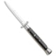 Frank Beltrame 11 Italian Stiletto Swinguard Automatic Folding Knife, 5.00in, Stainless Steel, Bayonet Blade, Horn, Black Handle, Satin Bayonet, Black/Steel, 11.00 inch, BHQ-105617
