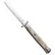 Frank Beltrame 11 Italian Stiletto Swinguard Automatic Folding Knife, 5.00in, Stainless Steel, Bayonet Blade, Horn, Tan Handle, Satin Bayonet, Tan/Gray, 11.00 inch, BHQ-93586