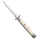 Frank Beltrame 11 Italian Stiletto Swinguard Dagger Automatic Folding Knife, 5.00in, Stainless Steel, Dagger Blade, Acrylic, White Handle, Sim Ivory, White/Gray, 11.00 inch, BHQ-95092