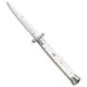 Frank Beltrame 11 Italian White Pearlex Tactical Swinguard Automatic Folding Knife, 5.00in, Stainless Steel, Bayonet Blade, Acrylic, White Handle, White/Gray, 11.00 inch, BHQ-112072