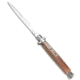 Frank Beltrame 13 Italian Stiletto Bayonet Automatic Folding Knife, 6.00in, Stainless Steel, Bayonet Blade, Wood, Wood Handle, Standard, Wood/Steel, 13.00 inch, BHQ-118845