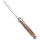 Frank Beltrame 13 Italian Stiletto Bayonet Automatic Folding Knife, 6.00in, Stainless Steel, Bayonet Blade, Wood, Wood Handle, Standard, Wood/Steel, 13.00 inch, BHQ-118845