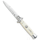 Frank Beltrame 7.5 Italian Stiletto Automatic Folding Knife, 3.375in, Stainless Steel, Bayonet Blade, Acrylic, Tan Handle, Tan/Steel, 7.50 inch, BHQ-122288