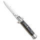 Frank Beltrame 7.5 Italian Stiletto Automatic Folding Knife, 3.50in, Stainless Steel, Bayonet Blade, Acrylic, Black Handle, Black/Steel, 7.50 inch, BHQ-118530