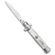 Frank Beltrame 8 Italian Stiletto Automatic Folding Knife, 3.25in, Stainless Steel, Spear Point Blade, Acrylic, White Handle, White/Gray, 7.75 inch, BHQ-192814