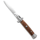 Frank Beltrame 8 Italian Stiletto Automatic Folding Knife, 3.25in, Stainless Steel, Spear Point Blade, Wood, Brown Handle, Brown/Gray, 7.75 inch, BHQ-192812