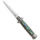 Frank Beltrame 9 Italian Stiletto Dagger Automatic Folding Knife, 4.00in, Stainless Steel, Dagger Blade, Abalone, Spectrum Handle, Spectrum/Steel, 8.75 inch, BHQ-85118